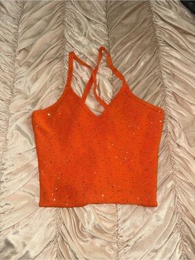 Orange Sequin Knit Cami Top